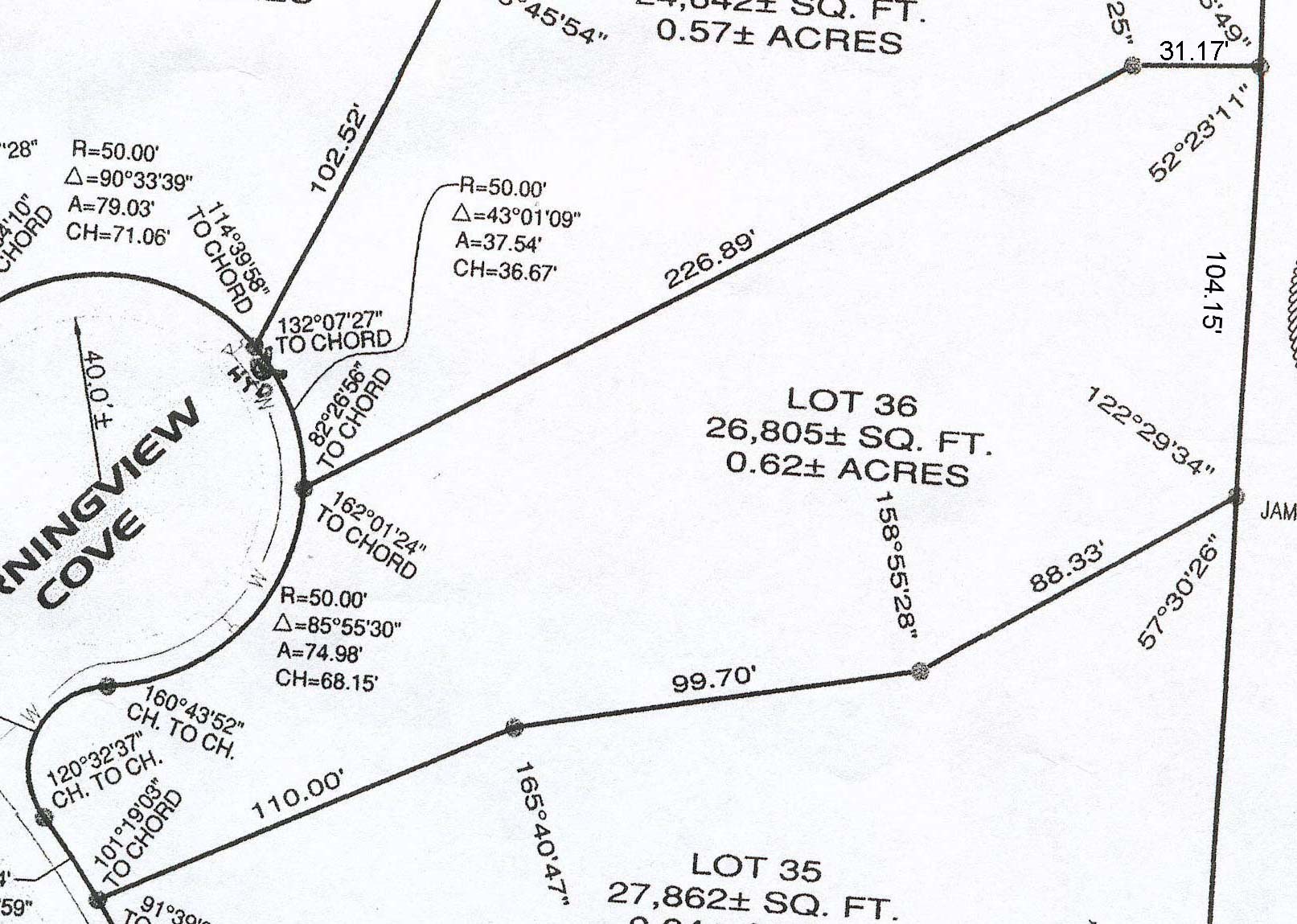 Bear Creek Ridge Sector 3 - Survey Lots 32
                - 35