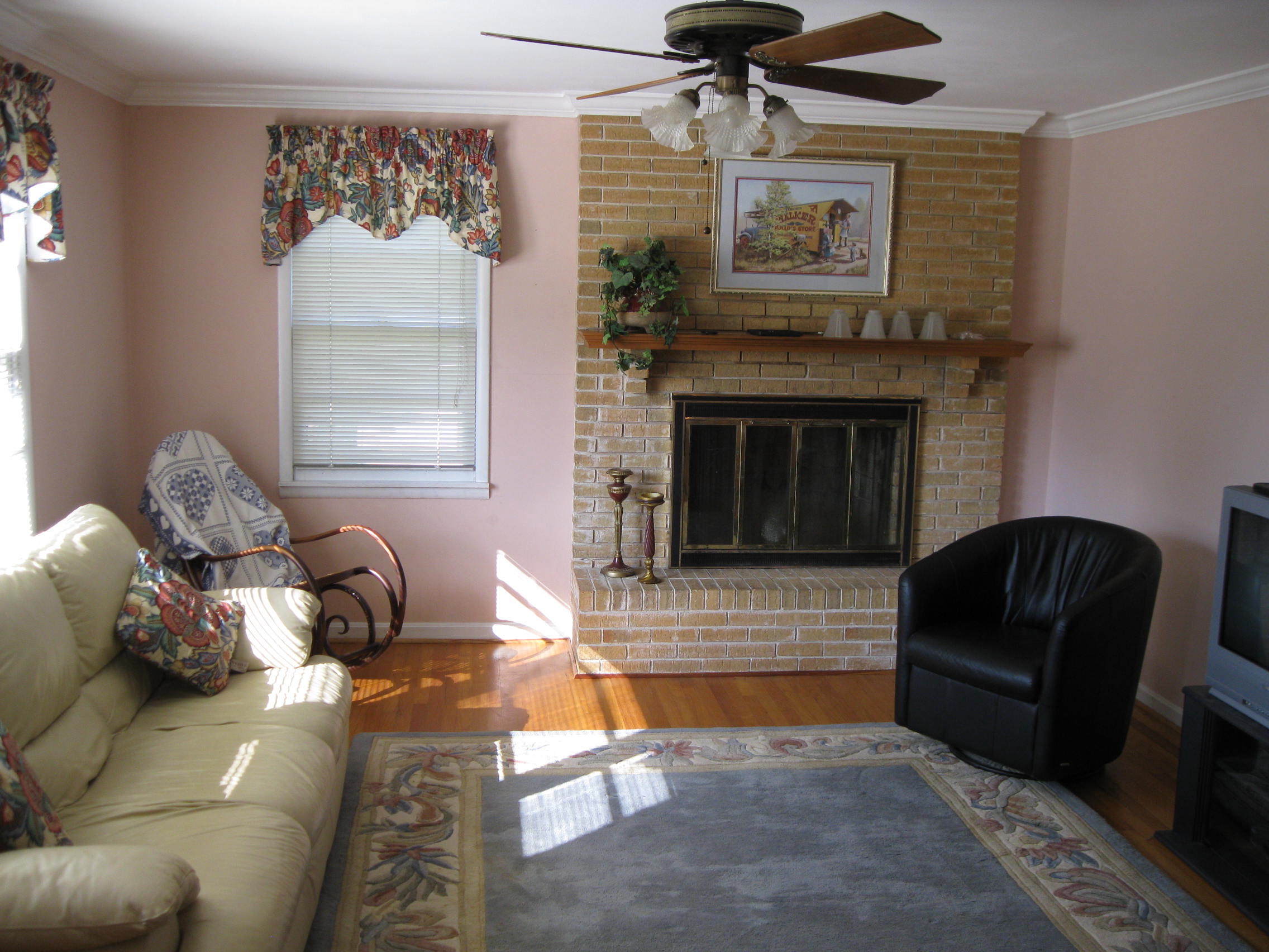 Den with Brick
              Fireplace